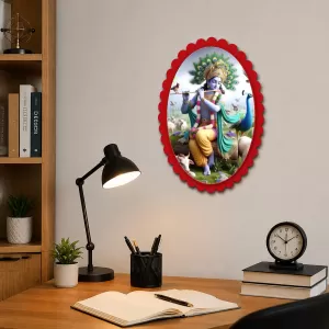 Shree Krishna Wall Decorative Showpiece 6 X 8 Inch | 4 MM MDF Wooden Glossy Sublimation Print | Back Hook Wall Hanging | Home Temple & Living Room Decor (F57543) Shree Krishna Wall Decorative Showpiece 6 X 8 Inch | 4 MM MDF Wooden Glossy Sublimation Print | Back Hook Wall Hanging | Home Temple & Living Room Decor (F57543)