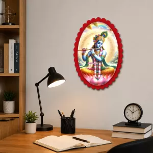 Shree Krishna Wall Decorative Showpiece 6 X 8 Inch | 4 MM MDF Wooden Glossy Sublimation Print | Back Hook Wall Hanging | Home Temple & Living Room Decor (F57551) Shree Krishna Wall Decorative Showpiece 6 X 8 Inch | 4 MM MDF Wooden Glossy Sublimation Print | Back Hook Wall Hanging | Home Temple & Living Room Decor (F57551)
