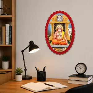 Sai Baba Of Shirdi Wall Decorative Showpiece 6 X 8 Inch | 4 MM MDF Wooden Glossy Sublimation Print | Back Hook Wall Hanging | Home Temple & Living Room Decor (F57553)