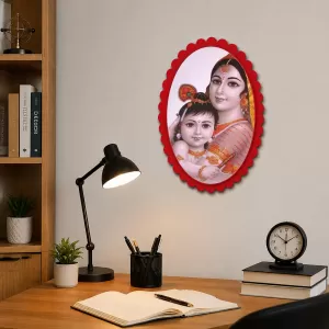 Yashoda And Shree Krishna Wall Decorative Showpiece 6 X 8 Inch | 4 MM MDF Wooden Glossy Sublimation Print | Back Hook Wall Hanging | Home Temple & Living Room Decor (F57570) Yashoda And Shree Krishna Wall Decorative Showpiece 6 X 8 Inch | 4 MM MDF Wooden Glossy Sublimation Print | Back Hook Wall Hanging | Home Temple & Living Room Decor (F57570)