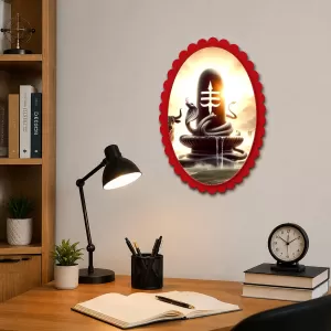 Shiva Wall Decorative Showpiece 6 X 8 Inch | 4 MM MDF Wooden Glossy Sublimation Print | Back Hook Wall Hanging | Home Temple & Living Room Decor (F57573)