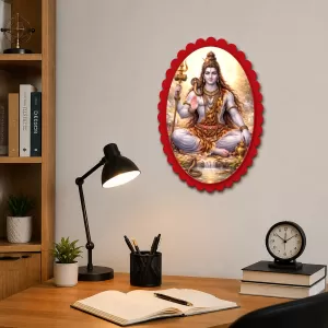 Lord Shiva Wall Decorative Showpiece 6 X 8 Inch | 4 MM MDF Wooden Glossy Sublimation Print | Back Hook Wall Hanging | Home Temple & Living Room Decor (F57616)