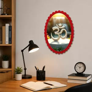 Om Wall Decorative Showpiece 6 X 8 Inch | 4 MM MDF Wooden Glossy Sublimation Print | Back Hook Wall Hanging | Home Temple & Living Room Decor (F57651)