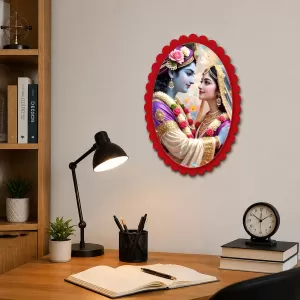Shree Krishna And Shree Radha Wall Decorative Showpiece 6 X 8 Inch | 4 MM MDF Wooden Glossy Sublimation Print | Back Hook Wall Hanging | Home Temple & Living Room Decor (F57655) Shree Krishna And Shree Radha Wall Decorative Showpiece 6 X 8 Inch | 4 MM MDF Wooden Glossy Sublimation Print | Back Hook Wall Hanging | Home Temple & Living Room Decor (F57655)