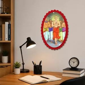 Adi Shankara Wall Decorative Showpiece 6 X 8 Inch | 4 MM MDF Wooden Glossy Sublimation Print | Back Hook Wall Hanging | Home Temple & Living Room Decor (F57656)