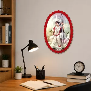 Saraswati Wall Decorative Showpiece 6 X 8 Inch | 4 MM MDF Wooden Glossy Sublimation Print | Back Hook Wall Hanging | Home Temple & Living Room Decor (F57657) Saraswati Wall Decorative Showpiece 6 X 8 Inch | 4 MM MDF Wooden Glossy Sublimation Print | Back Hook Wall Hanging | Home Temple & Living Room Decor (F57657)