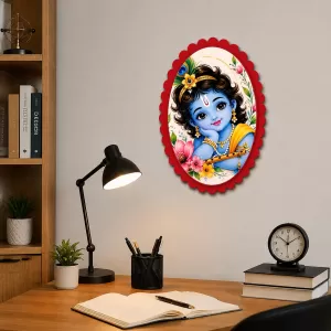 Lord Krishna Wall Decorative Showpiece 6 X 8 Inch | 4 MM MDF Wooden Glossy Sublimation Print | Back Hook Wall Hanging | Home Temple & Living Room Decor (F57663) Lord Krishna Wall Decorative Showpiece 6 X 8 Inch | 4 MM MDF Wooden Glossy Sublimation Print | Back Hook Wall Hanging | Home Temple & Living Room Decor (F57663)