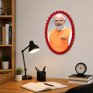 I Can See This Is A Photograph Of A Person Wearing Traditional Indian Attire (an Orange Vest/jacket With White Shirt), But I'm Not Able To Identify Who This Specific Person Is Based Solely On The Wall Decorative Showpiece 6 X 8 Inch | 4 MM M
