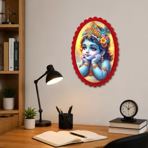 Shree Krishna Wall Decorative Showpiece 6 X 8 Inch | 4 MM MDF Wooden Glossy Sublimation Print | Back Hook Wall Hanging | Home Temple & Living Room Decor (F57694) Shree Krishna Wall Decorative Showpiece 6 X 8 Inch | 4 MM MDF Wooden Glossy Sublimation Print | Back Hook Wall Hanging | Home Temple & Living Room Decor (F57694)