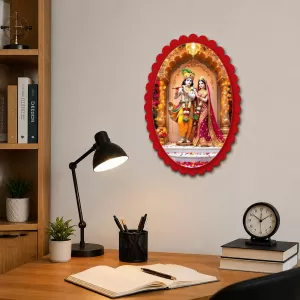 Shree Krishna And Shree Radha Wall Decorative Showpiece 6 X 8 Inch | 4 MM MDF Wooden Glossy Sublimation Print | Back Hook Wall Hanging | Home Temple & Living Room Decor (F57703) Shree Krishna And Shree Radha Wall Decorative Showpiece 6 X 8 Inch | 4 MM MDF Wooden Glossy Sublimation Print | Back Hook Wall Hanging | Home Temple & Living Room Decor (F57703)