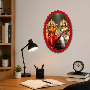 Lord Ganesha And Goddess Saraswati Wall Decorative Showpiece 6 X 8 Inch | 4 MM MDF Wooden Glossy Sublimation Print | Back Hook Wall Hanging | Home Temple & Living Room Decor (F57709) Lord Ganesha And Goddess Saraswati Wall Decorative Showpiece 6 X 8 Inch | 4 MM MDF Wooden Glossy Sublimation Print | Back Hook Wall Hanging | Home Temple & Living Room Decor (F57709)