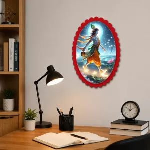 Krishna Wall Decorative Showpiece 6 X 8 Inch | 4 MM MDF Wooden Glossy Sublimation Print | Back Hook Wall Hanging | Home Temple & Living Room Decor (F57710) Krishna Wall Decorative Showpiece 6 X 8 Inch | 4 MM MDF Wooden Glossy Sublimation Print | Back Hook Wall Hanging | Home Temple & Living Room Decor (F57710)