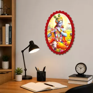 Shree Krishna Wall Decorative Showpiece 6 X 8 Inch | 4 MM MDF Wooden Glossy Sublimation Print | Back Hook Wall Hanging | Home Temple & Living Room Decor (F57720) Shree Krishna Wall Decorative Showpiece 6 X 8 Inch | 4 MM MDF Wooden Glossy Sublimation Print | Back Hook Wall Hanging | Home Temple & Living Room Decor (F57720)