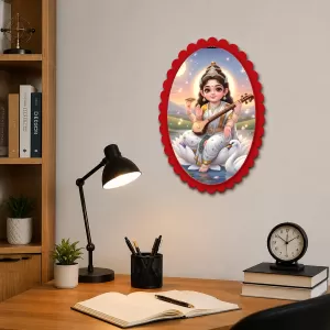 Saraswati Wall Decorative Showpiece 6 X 8 Inch | 4 MM MDF Wooden Glossy Sublimation Print | Back Hook Wall Hanging | Home Temple & Living Room Decor (F57730) Saraswati Wall Decorative Showpiece 6 X 8 Inch | 4 MM MDF Wooden Glossy Sublimation Print | Back Hook Wall Hanging | Home Temple & Living Room Decor (F57730)