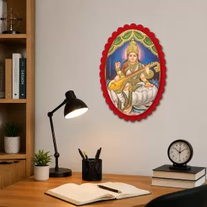 Goddess Saraswati Wall Decorative Showpiece 6 X 8 Inch | 4 MM MDF Wooden Glossy Sublimation Print | Back Hook Wall Hanging | Home Temple & Living Room Decor (F57742) Goddess Saraswati Wall Decorative Showpiece 6 X 8 Inch | 4 MM MDF Wooden Glossy Sublimation Print | Back Hook Wall Hanging | Home Temple & Living Room Decor (F57742)