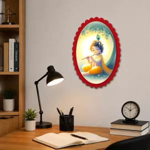 Krishna Wall Decorative Showpiece 6 X 8 Inch | 4 MM MDF Wooden Glossy Sublimation Print | Back Hook Wall Hanging | Home Temple & Living Room Decor (F57743) Krishna Wall Decorative Showpiece 6 X 8 Inch | 4 MM MDF Wooden Glossy Sublimation Print | Back Hook Wall Hanging | Home Temple & Living Room Decor (F57743)