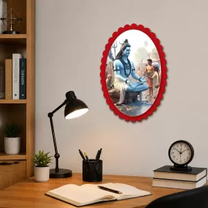 Shiva Wall Decorative Showpiece 6 X 8 Inch | 4 MM MDF Wooden Glossy Sublimation Print | Back Hook Wall Hanging | Home Temple & Living Room Decor (F57744)