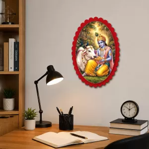 Shree Krishna Wall Decorative Showpiece 6 X 8 Inch | 4 MM MDF Wooden Glossy Sublimation Print | Back Hook Wall Hanging | Home Temple & Living Room Decor (F57747) Shree Krishna Wall Decorative Showpiece 6 X 8 Inch | 4 MM MDF Wooden Glossy Sublimation Print | Back Hook Wall Hanging | Home Temple & Living Room Decor (F57747)