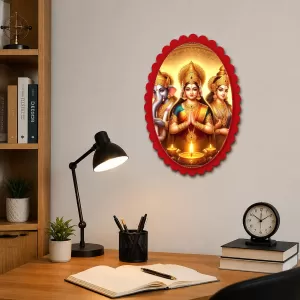 Lakshmi, Ganesha, And Parvati Wall Decorative Showpiece 6 X 8 Inch | 4 MM MDF Wooden Glossy Sublimation Print | Back Hook Wall Hanging | Home Temple & Living Room Decor (F57762) Lakshmi, Ganesha, And Parvati Wall Decorative Showpiece 6 X 8 Inch | 4 MM MDF Wooden Glossy Sublimation Print | Back Hook Wall Hanging | Home Temple & Living Room Decor (F57762)