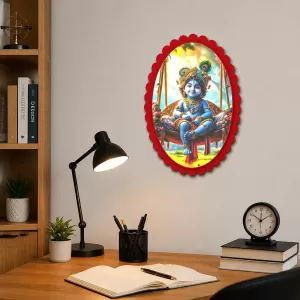 Krishna Wall Decorative Showpiece 6 X 8 Inch | 4 MM MDF Wooden Glossy Sublimation Print | Back Hook Wall Hanging | Home Temple & Living Room Decor (F57776) Krishna Wall Decorative Showpiece 6 X 8 Inch | 4 MM MDF Wooden Glossy Sublimation Print | Back Hook Wall Hanging | Home Temple & Living Room Decor (F57776)
