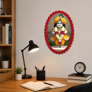 Shree Krishna Wall Decorative Showpiece 6 X 8 Inch | 4 MM MDF Wooden Glossy Sublimation Print | Back Hook Wall Hanging | Home Temple & Living Room Decor (F57783) Shree Krishna Wall Decorative Showpiece 6 X 8 Inch | 4 MM MDF Wooden Glossy Sublimation Print | Back Hook Wall Hanging | Home Temple & Living Room Decor (F57783)