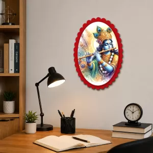 Shree Krishna Wall Decorative Showpiece 6 X 8 Inch | 4 MM MDF Wooden Glossy Sublimation Print | Back Hook Wall Hanging | Home Temple & Living Room Decor (F57797) Shree Krishna Wall Decorative Showpiece 6 X 8 Inch | 4 MM MDF Wooden Glossy Sublimation Print | Back Hook Wall Hanging | Home Temple & Living Room Decor (F57797)