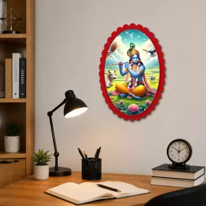 Shree Krishna Wall Decorative Showpiece 6 X 8 Inch | 4 MM MDF Wooden Glossy Sublimation Print | Back Hook Wall Hanging | Home Temple & Living Room Decor (F57806) Shree Krishna Wall Decorative Showpiece 6 X 8 Inch | 4 MM MDF Wooden Glossy Sublimation Print | Back Hook Wall Hanging | Home Temple & Living Room Decor (F57806)