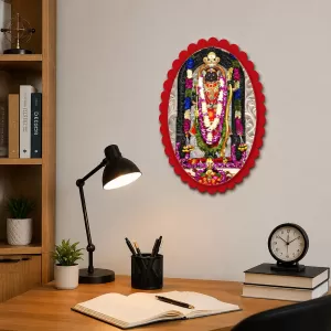 Goddess Kali Wall Decorative Showpiece 6 X 8 Inch | 4 MM MDF Wooden Glossy Sublimation Print | Back Hook Wall Hanging | Home Temple & Living Room Decor (F57819)