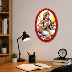 Saraswati Wall Decorative Showpiece 6 X 8 Inch | 4 MM MDF Wooden Glossy Sublimation Print | Back Hook Wall Hanging | Home Temple & Living Room Decor (F57829) Saraswati Wall Decorative Showpiece 6 X 8 Inch | 4 MM MDF Wooden Glossy Sublimation Print | Back Hook Wall Hanging | Home Temple & Living Room Decor (F57829)