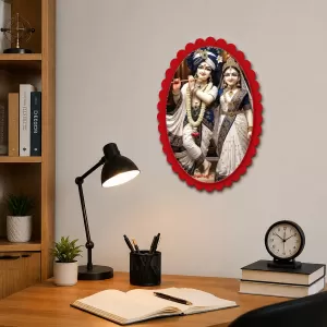 Radha Shree Krishna Wall Decorative Showpiece 6 X 8 Inch | 4 MM MDF Wooden Glossy Sublimation Print | Back Hook Wall Hanging | Home Temple & Living Room Decor (F57836) Radha Shree Krishna Wall Decorative Showpiece 6 X 8 Inch | 4 MM MDF Wooden Glossy Sublimation Print | Back Hook Wall Hanging | Home Temple & Living Room Decor (F57836)