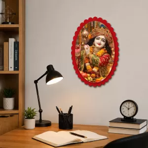 Shree Krishna Wall Decorative Showpiece 6 X 8 Inch | 4 MM MDF Wooden Glossy Sublimation Print | Back Hook Wall Hanging | Home Temple & Living Room Decor (F57841) Shree Krishna Wall Decorative Showpiece 6 X 8 Inch | 4 MM MDF Wooden Glossy Sublimation Print | Back Hook Wall Hanging | Home Temple & Living Room Decor (F57841)