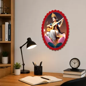 Saraswati Wall Decorative Showpiece 6 X 8 Inch | 4 MM MDF Wooden Glossy Sublimation Print | Back Hook Wall Hanging | Home Temple & Living Room Decor (F57857) Saraswati Wall Decorative Showpiece 6 X 8 Inch | 4 MM MDF Wooden Glossy Sublimation Print | Back Hook Wall Hanging | Home Temple & Living Room Decor (F57857)