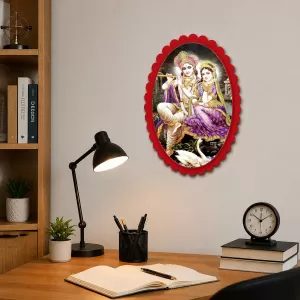 Shree Krishna And Shree Radha Wall Decorative Showpiece 6 X 8 Inch | 4 MM MDF Wooden Glossy Sublimation Print | Back Hook Wall Hanging | Home Temple & Living Room Decor (F57865) Shree Krishna And Shree Radha Wall Decorative Showpiece 6 X 8 Inch | 4 MM MDF Wooden Glossy Sublimation Print | Back Hook Wall Hanging | Home Temple & Living Room Decor (F57865)