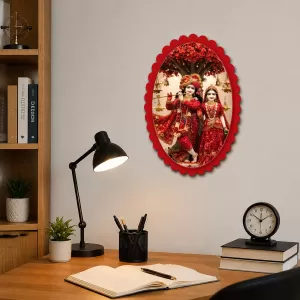 Shree Krishna And Shree Radha Wall Decorative Showpiece 6 X 8 Inch | 4 MM MDF Wooden Glossy Sublimation Print | Back Hook Wall Hanging | Home Temple & Living Room Decor (F57892) Shree Krishna And Shree Radha Wall Decorative Showpiece 6 X 8 Inch | 4 MM MDF Wooden Glossy Sublimation Print | Back Hook Wall Hanging | Home Temple & Living Room Decor (F57892)