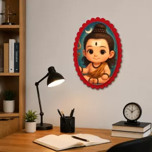 Lord Shiva Wall Decorative Showpiece 6 X 8 Inch | 4 MM MDF Wooden Glossy Sublimation Print | Back Hook Wall Hanging | Home Temple & Living Room Decor (F57894)