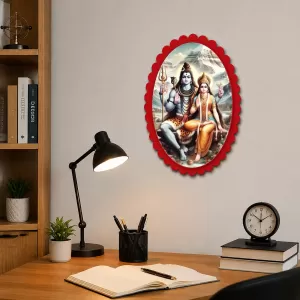 Lord Shiva Wall Decorative Showpiece 6 X 8 Inch | 4 MM MDF Wooden Glossy Sublimation Print | Back Hook Wall Hanging | Home Temple & Living Room Decor (F57897)