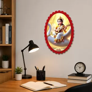 Saraswati Wall Decorative Showpiece 6 X 8 Inch | 4 MM MDF Wooden Glossy Sublimation Print | Back Hook Wall Hanging | Home Temple & Living Room Decor (F57898) Saraswati Wall Decorative Showpiece 6 X 8 Inch | 4 MM MDF Wooden Glossy Sublimation Print | Back Hook Wall Hanging | Home Temple & Living Room Decor (F57898)