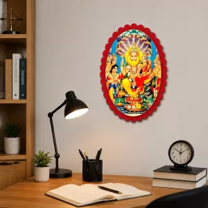 Narasimha Wall Decorative Showpiece 6 X 8 Inch | 4 MM MDF Wooden Glossy Sublimation Print | Back Hook Wall Hanging | Home Temple & Living Room Decor (F57914)