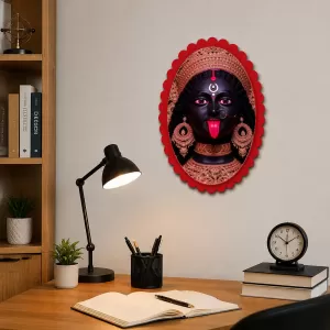 Kali Wall Decorative Showpiece 6 X 8 Inch | 4 MM MDF Wooden Glossy Sublimation Print | Back Hook Wall Hanging | Home Temple & Living Room Decor (F57919)