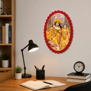 Shree Krishna And Shree Radha Wall Decorative Showpiece 6 X 8 Inch | 4 MM MDF Wooden Glossy Sublimation Print | Back Hook Wall Hanging | Home Temple & Living Room Decor (F57920) Shree Krishna And Shree Radha Wall Decorative Showpiece 6 X 8 Inch | 4 MM MDF Wooden Glossy Sublimation Print | Back Hook Wall Hanging | Home Temple & Living Room Decor (F57920)