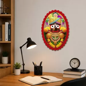 Jagannatha Wall Decorative Showpiece 6 X 8 Inch | 4 MM MDF Wooden Glossy Sublimation Print | Back Hook Wall Hanging | Home Temple & Living Room Decor (F57921)