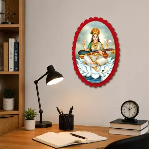 Goddess Saraswati Wall Decorative Showpiece 6 X 8 Inch | 4 MM MDF Wooden Glossy Sublimation Print | Back Hook Wall Hanging | Home Temple & Living Room Decor (F57924) Goddess Saraswati Wall Decorative Showpiece 6 X 8 Inch | 4 MM MDF Wooden Glossy Sublimation Print | Back Hook Wall Hanging | Home Temple & Living Room Decor (F57924)