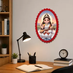 Saraswati Wall Decorative Showpiece 6 X 8 Inch | 4 MM MDF Wooden Glossy Sublimation Print | Back Hook Wall Hanging | Home Temple & Living Room Decor (F57941) Saraswati Wall Decorative Showpiece 6 X 8 Inch | 4 MM MDF Wooden Glossy Sublimation Print | Back Hook Wall Hanging | Home Temple & Living Room Decor (F57941)