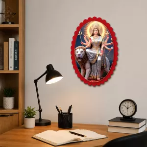 Durga Wall Decorative Showpiece 6 X 8 Inch | 4 MM MDF Wooden Glossy Sublimation Print | Back Hook Wall Hanging | Home Temple & Living Room Decor (F57948) Durga Wall Decorative Showpiece 6 X 8 Inch | 4 MM MDF Wooden Glossy Sublimation Print | Back Hook Wall Hanging | Home Temple & Living Room Decor (F57948)