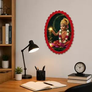 Lakshmi Wall Decorative Showpiece 6 X 8 Inch | 4 MM MDF Wooden Glossy Sublimation Print | Back Hook Wall Hanging | Home Temple & Living Room Decor (F57951) Lakshmi Wall Decorative Showpiece 6 X 8 Inch | 4 MM MDF Wooden Glossy Sublimation Print | Back Hook Wall Hanging | Home Temple & Living Room Decor (F57951)