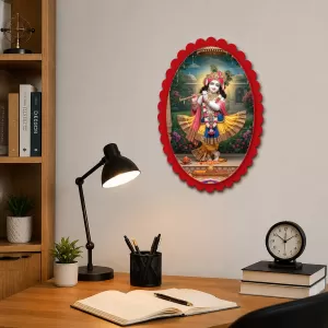 Shree Krishna Wall Decorative Showpiece 6 X 8 Inch | 4 MM MDF Wooden Glossy Sublimation Print | Back Hook Wall Hanging | Home Temple & Living Room Decor (F57969) Shree Krishna Wall Decorative Showpiece 6 X 8 Inch | 4 MM MDF Wooden Glossy Sublimation Print | Back Hook Wall Hanging | Home Temple & Living Room Decor (F57969)