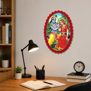 Shree Krishna And Shree Radha Wall Decorative Showpiece 6 X 8 Inch | 4 MM MDF Wooden Glossy Sublimation Print | Back Hook Wall Hanging | Home Temple & Living Room Decor (F57986) Shree Krishna And Shree Radha Wall Decorative Showpiece 6 X 8 Inch | 4 MM MDF Wooden Glossy Sublimation Print | Back Hook Wall Hanging | Home Temple & Living Room Decor (F57986)