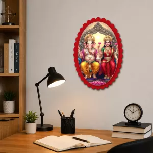 Ganesha And Lakshmi Wall Decorative Showpiece 6 X 8 Inch | 4 MM MDF Wooden Glossy Sublimation Print | Back Hook Wall Hanging | Home Temple & Living Room Decor (F57994) Ganesha And Lakshmi Wall Decorative Showpiece 6 X 8 Inch | 4 MM MDF Wooden Glossy Sublimation Print | Back Hook Wall Hanging | Home Temple & Living Room Decor (F57994)