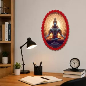 Lord Shiva Wall Decorative Showpiece 6 X 8 Inch | 4 MM MDF Wooden Glossy Sublimation Print | Back Hook Wall Hanging | Home Temple & Living Room Decor (F58007)