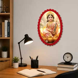 Lord Krishna Wall Decorative Showpiece 6 X 8 Inch | 4 MM MDF Wooden Glossy Sublimation Print | Back Hook Wall Hanging | Home Temple & Living Room Decor (F58009)